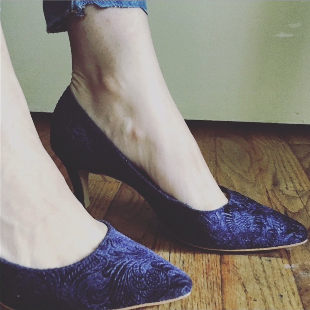 Anthro. Blue suede shoes.